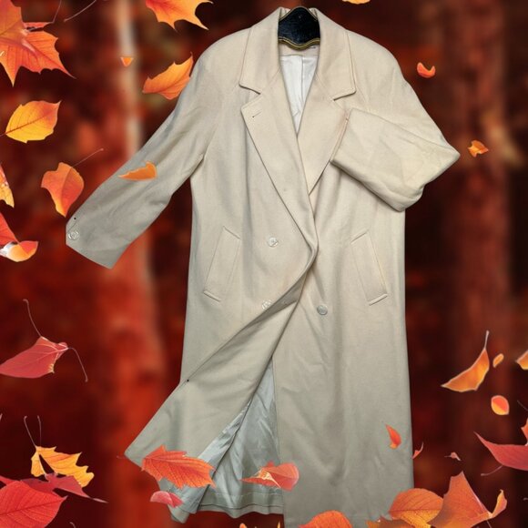 Forecaster Of Boston Womens Wool Cream Long Winter Coat Sz 10 Double Breasted US - Picture 1 of 9